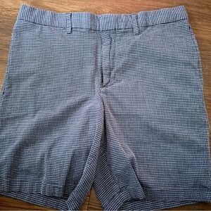 Banana Republic Factory Navy & White Micro-Check Flat Front Shorts